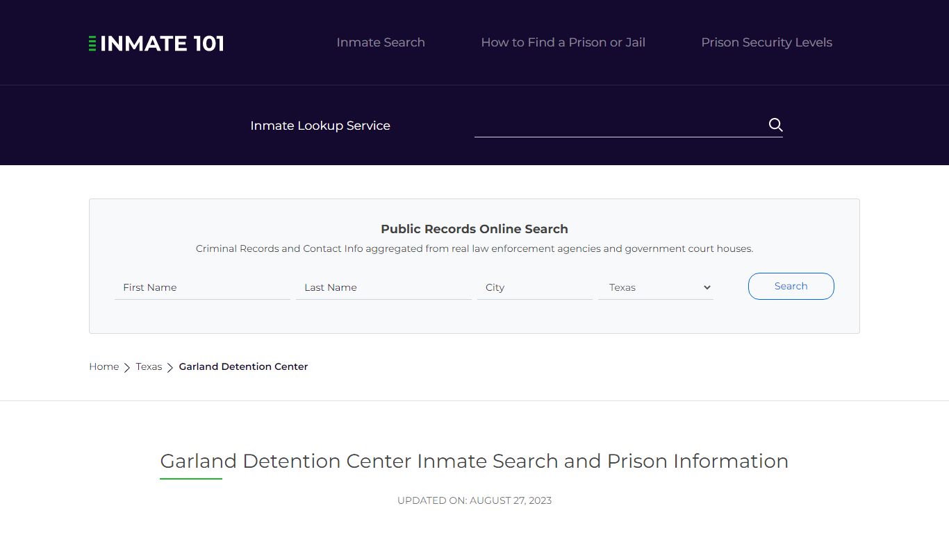 Garland Detention Center Inmate Search and Prison Information