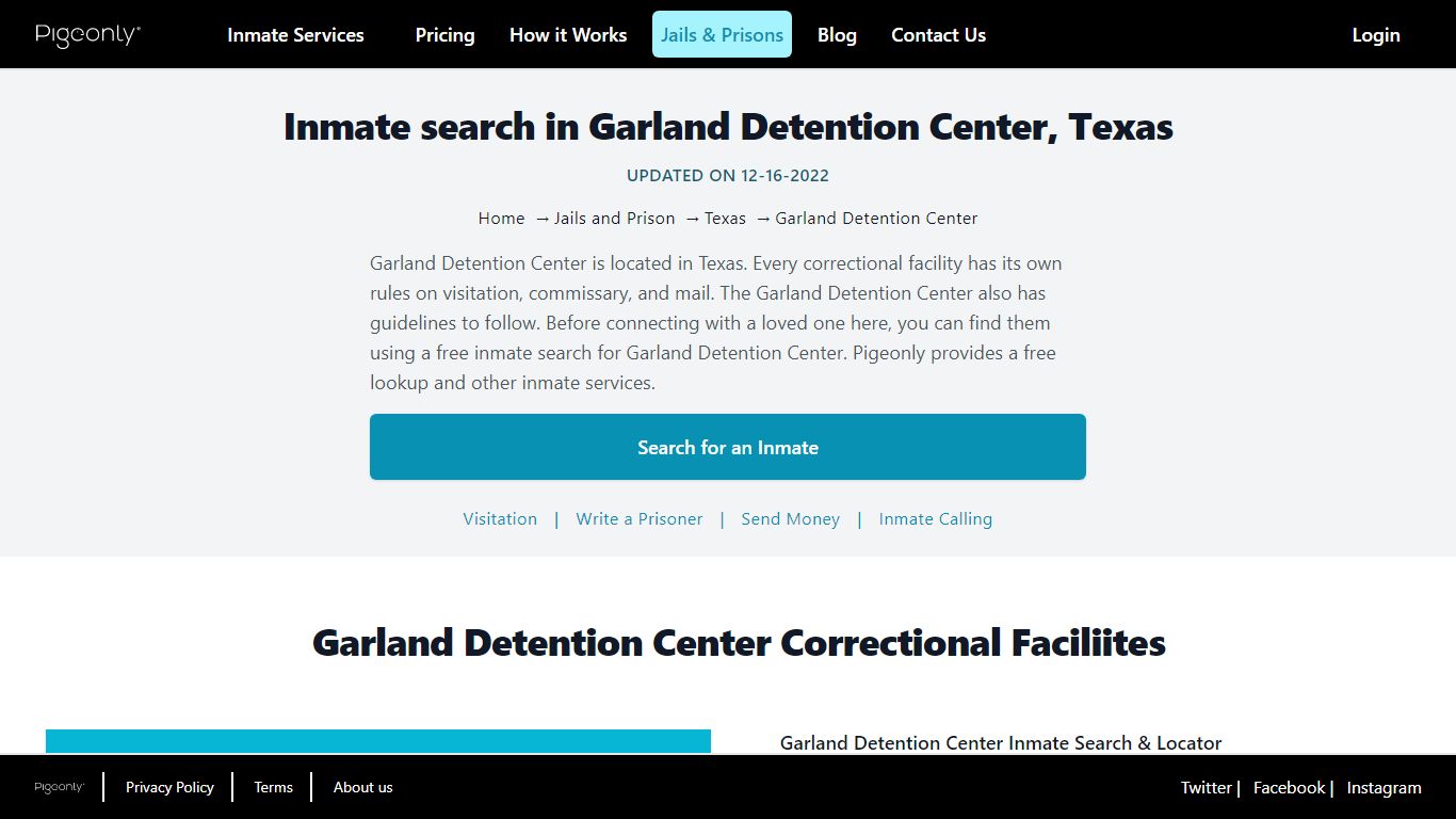 Inmate Search Garland Detention Center, Texas | Pigeonly